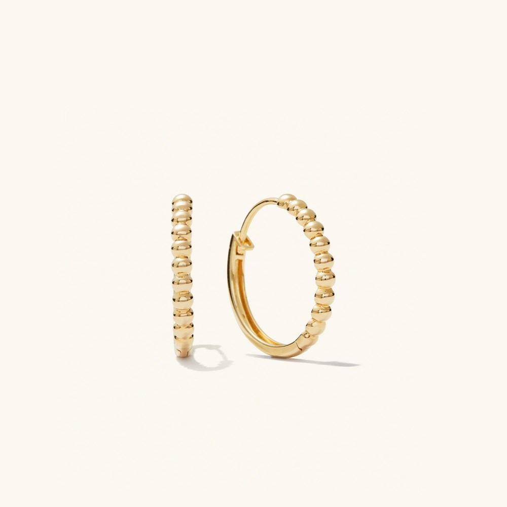 Mejuri Beaded Medium Hoops - 14k Yellow Gold Canada Store  Mejuri Beaded Medium Hoops - 14k Yellow Gold Canada Store