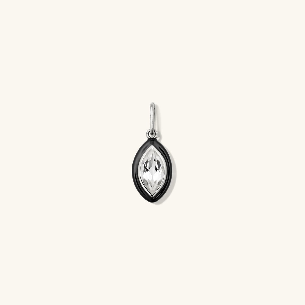 Mejuri Mosaic Enamel Marquise Pendant - Sterling Silver, Black Enamel Canada Store