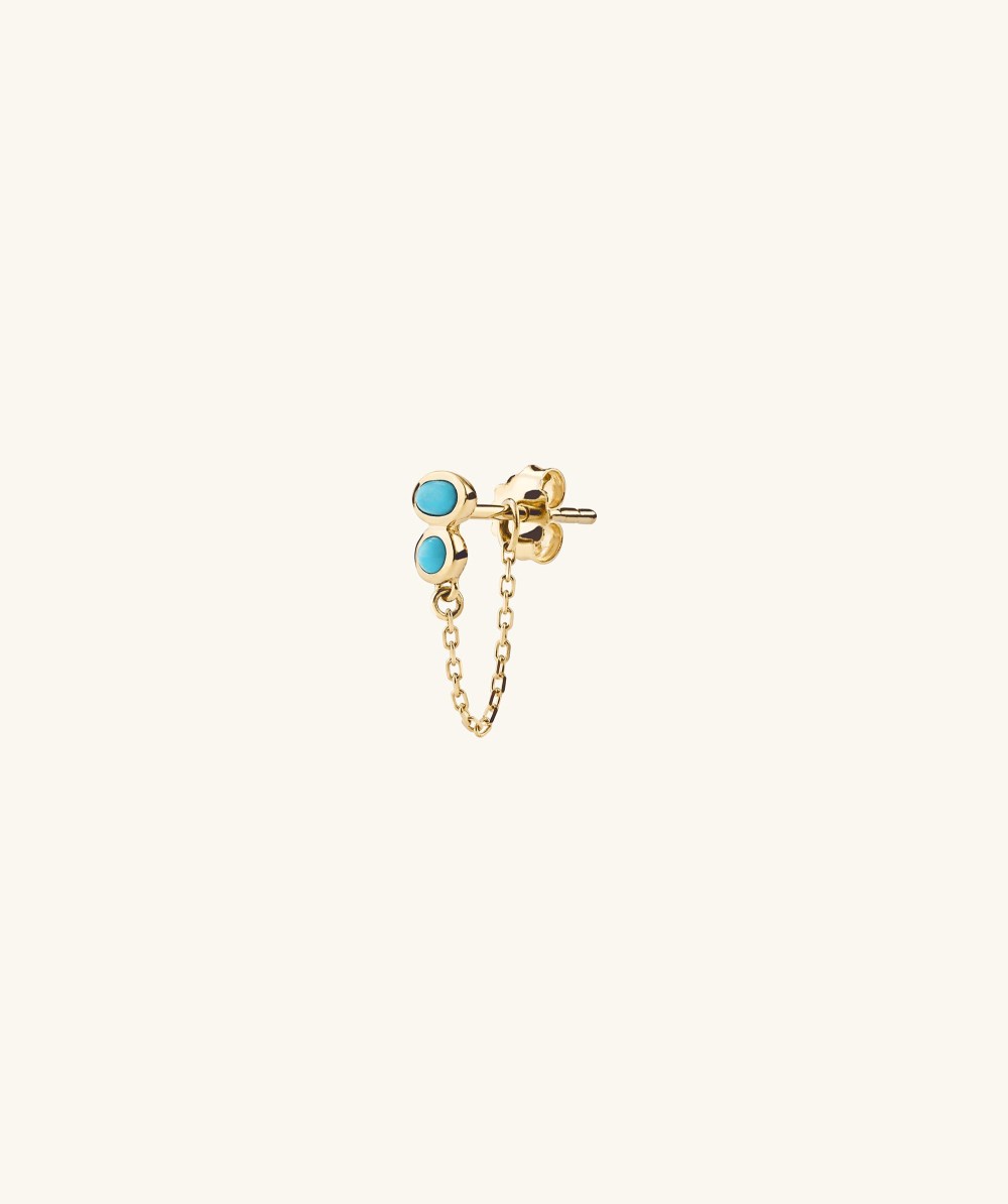 Mejuri Bezel Turquoise Chain Stud - 14k Yellow Gold Canada Store