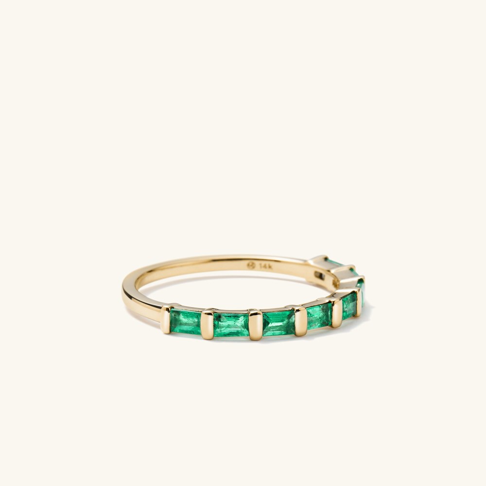 Mejuri Baguette Emerald Half Eternity Band - 14k Yellow Gold Canada Store