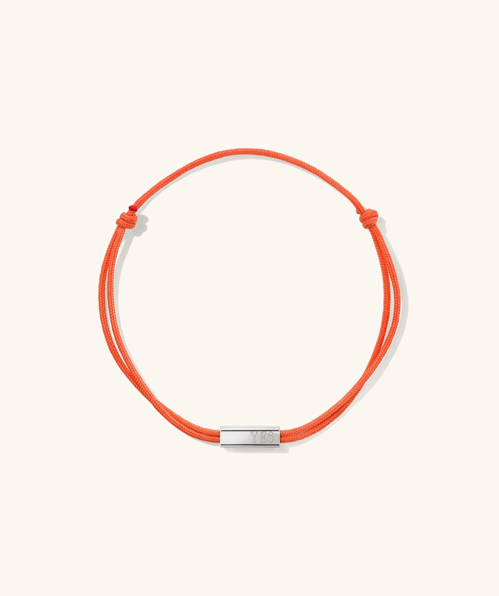 Mejuri Bar Cord Bracelet - Sterling Silver, Orange Cord Canada Store