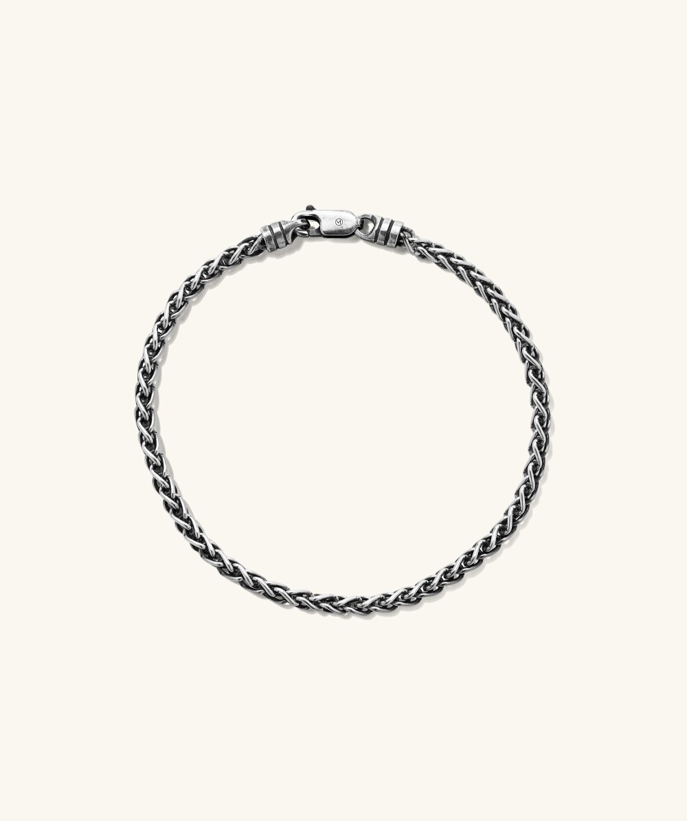 Mejuri 3.3mm Wheat Chain Bracelet - Oxidized Sterling Silver Canada Store