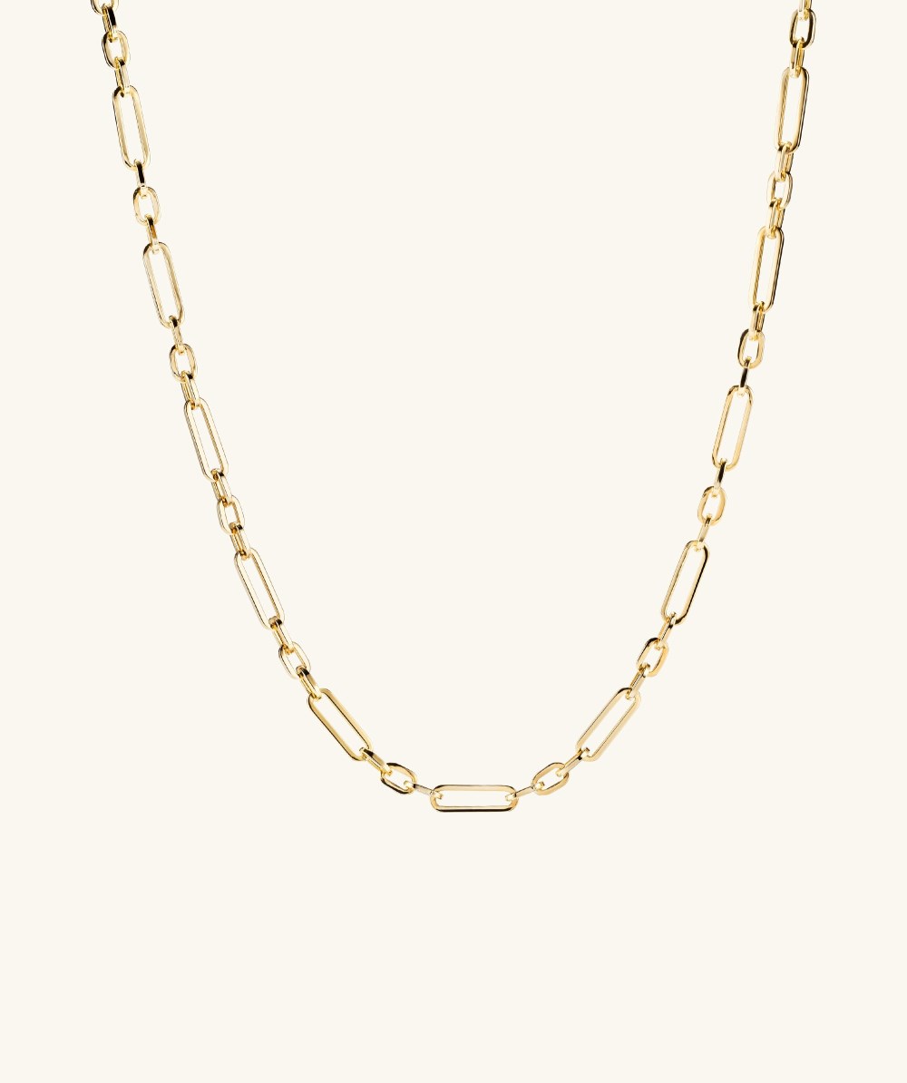 Mejuri Triple Link Paperclip Chain Charm Necklace - 14k Yellow Gold Canada Store