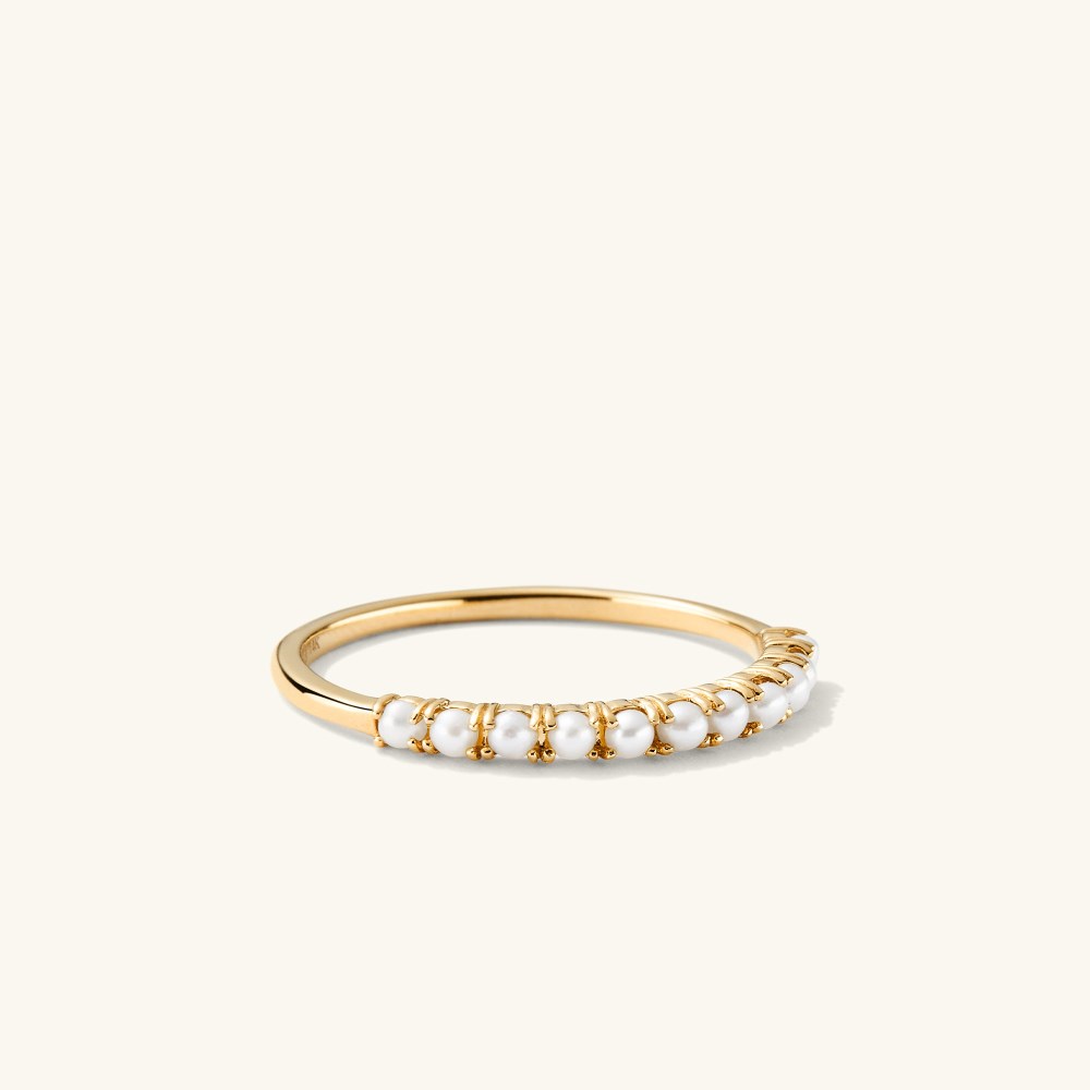 Mejuri Pearl Half Eternity Ring - 14k Yellow Gold Canada Store