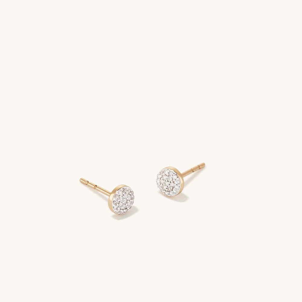 Mejuri Pavﾨﾦ Diamond Round Studs - 14k Yellow Gold Canada Store