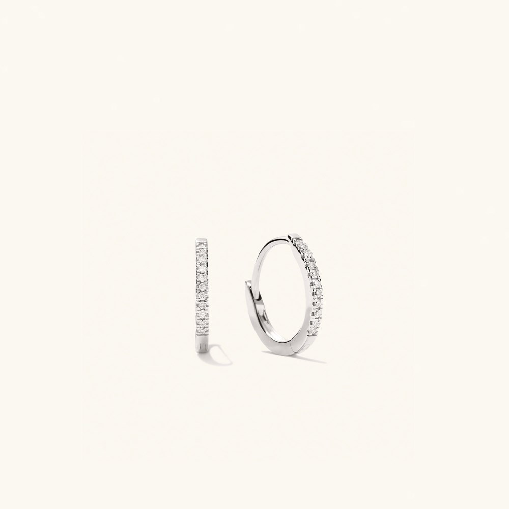 Mejuri Pavﾨﾦ Diamond Huggie Hoops - 14k White Gold Canada Store