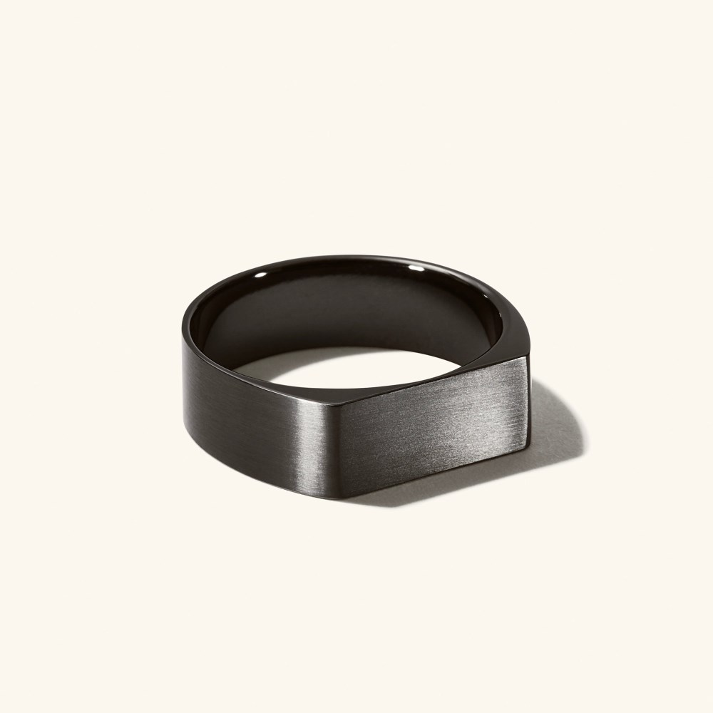 Mejuri Slim Rectangular Signet Ring - Black Titanium Canada Store