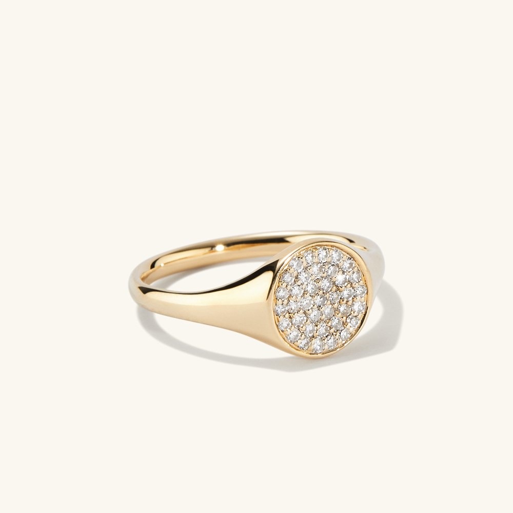 Mejuri Pavﾨﾦ Diamond Signet Pinky Ring - 14k Yellow Gold Canada Store